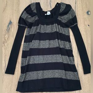 Kensie Black and Gold Puff Sleeve Mini Dress